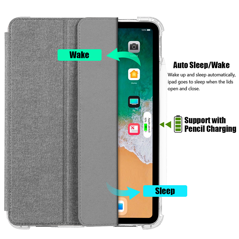 For 2024 iPad Pro11 inch Flip Leather Case with Clear TPU Bumper Cover 